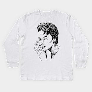 Liz Taylor Portrait Kids Long Sleeve T-Shirt